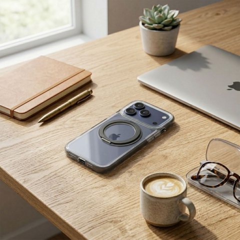 Etui na iPhone 13 PRO Frame Circle Stand zgodne z MagSafe czarne