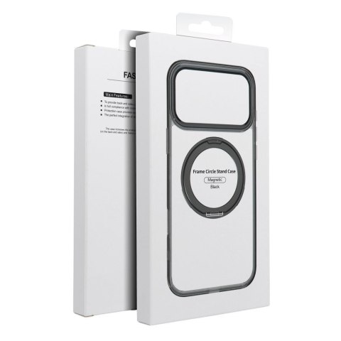 Etui na iPhone 13 PRO Frame Circle Stand zgodne z MagSafe czarne