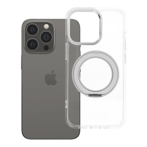 Etui na iPhone 13 PRO Frame Circle Stand zgodne z MagSafe transparentne