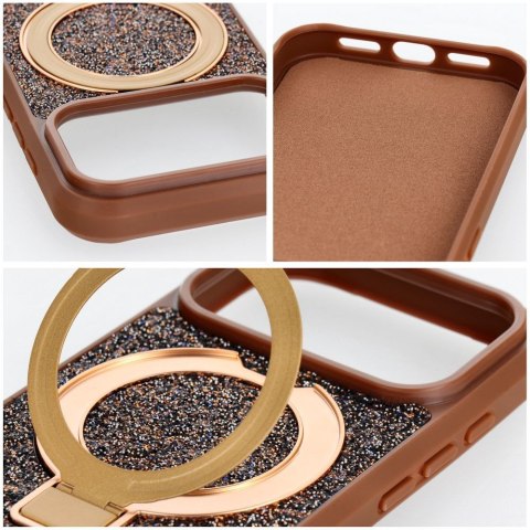 Etui na iPhone 13 Quartz Circle Stand Mag Cover brązowe