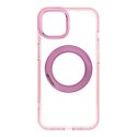 Etui na iPhone 14 Frame Circle Stand zgodne z MagSafe różowe