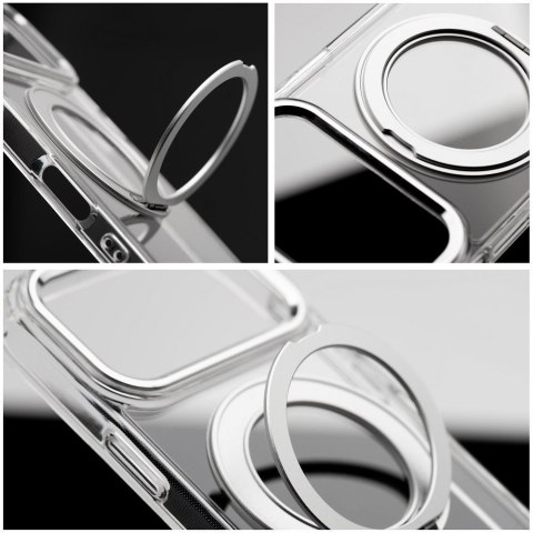 Etui na iPhone 14 Frame Circle Stand zgodne z MagSafe transparentne