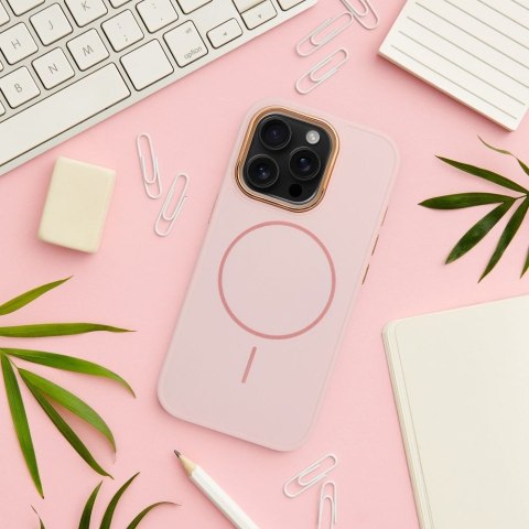 Etui na iPhone 14 Frame Mag Cover zgodne z MagSafe pudrowy róż