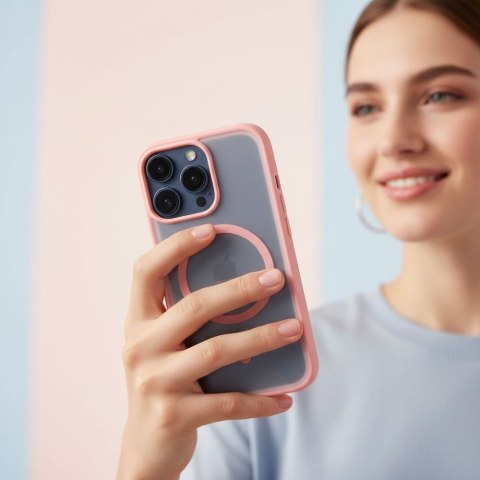 Etui na iPhone 16 PRO MAX Flexline Mag Cover zgodne z MagSafe różowe