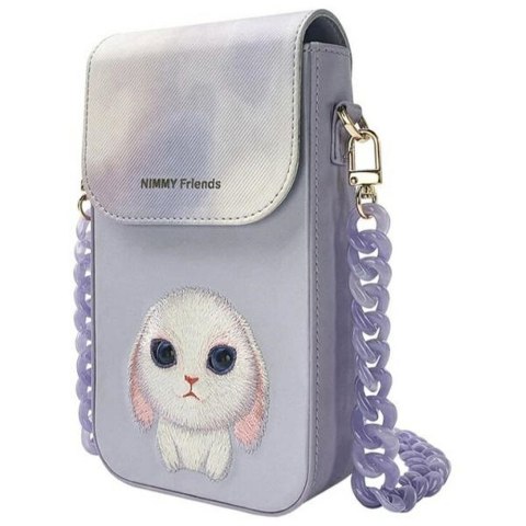Etui na telefon portfel torebka zewstaw 3w1 Nimmy Big Eyed Pet 2.0 rabbit fioletowe