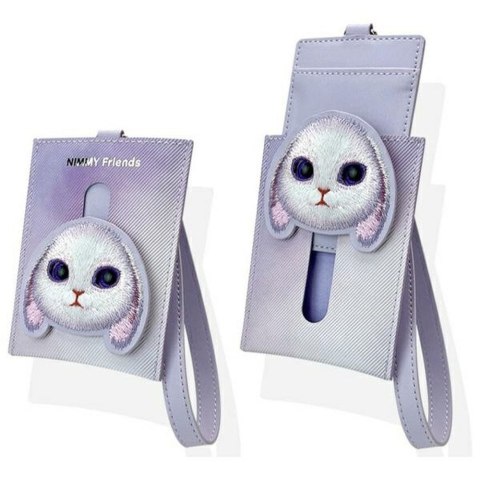 Etui na telefon portfel torebka zewstaw 3w1 Nimmy Big Eyed Pet 2.0 rabbit fioletowe