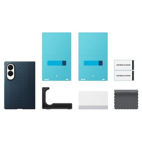 Etui Samsung Carbon Magnet Case do Samsung Galaxy Z Fold 8 kompatybilne z MagSafe + 2 szt. folii antyrefleksyjnej - granatowe