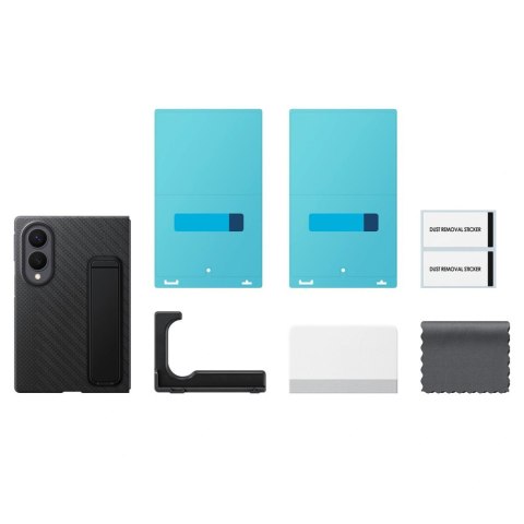 Etui Samsung Carbon Standing Case EF-XF971SBE na Samsung Galaxy Z Fold 8 z podstawką + 2 szt. folii antyrefleksyjnej - czarne