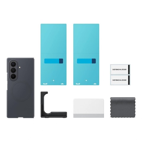 Etui Samsung Silicone Magnet Case do Samsung Galaxy Z Fold 8 kompatybilne z MagSafe + 2 szt. folii antyrefleksyjnej - czarne