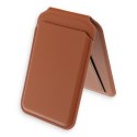 Etui portfel z podstawką zgodne z MagSafe Satechi Vegan Leather Wallet Stand skórzane brązowe