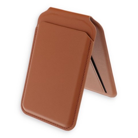 Etui portfel z podstawką zgodne z MagSafe Satechi Vegan Leather Wallet Stand skórzane brązowe