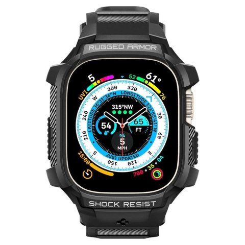 Etui z paskiem Spigen Rugged Armor Pro na Apple Watch Ultra 49 mm - czarne