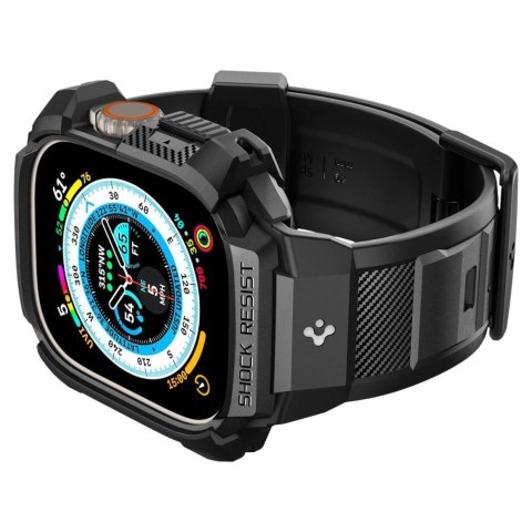 Etui z paskiem Spigen Rugged Armor Pro na Apple Watch Ultra 49 mm - czarne