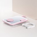 Forcell F-ENERGY Mag Mirror 3 in 1 15W ładowarka indukcyjna z kompatybilna z MagSafe / Apple Watch / Samsung Watch / Airpods róż