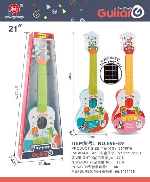 Gitara Dla Najmłodszych Zwierzątka Niebieska