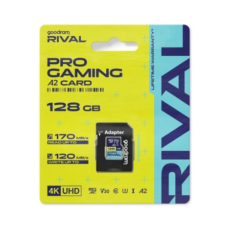GOODRAM RIVAL Karta pamięci microSD 128GB 100MB/s class 10 UHS-I U3 V30 A2 z adapterem SD