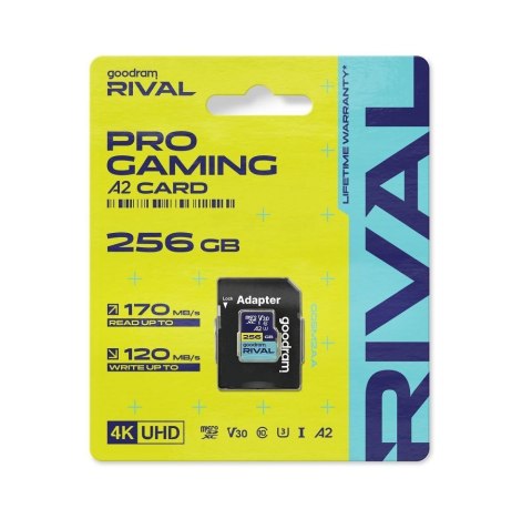 GOODRAM RIVAL Karta pamięci microSD 256GB 100MB/s class 10 UHS-I U3 V30 A2 z adapterem SD