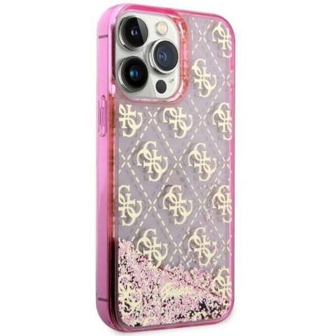 GUESS futerał do IPHONE 14 Pro GUHCP14LLC4PSGP (Liquid Glitter 4G Translucent) różowy