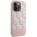 GUESS futerał do IPHONE 14 Pro kompatybilny z MagSafe GUHMP14LHGCFSEP (CUBE Stripes) różowy