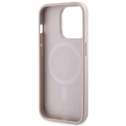 GUESS futerał do IPHONE 14 Pro kompatybilny z MagSafe GUHMP14LHGCFSEP (CUBE Stripes) różowy