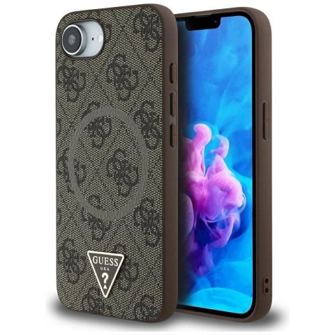 GUESS futerał do IPHONE 16e (SE 4 2025) kompatybilny z MagSafe GUHMPSE4P4TDPW (PU 4G RingTriangle Logo) brązowy