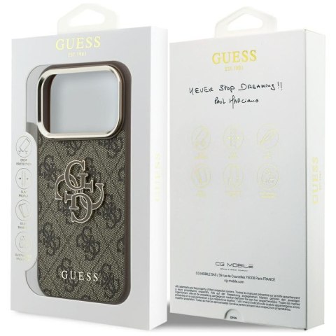 GUESS futerał do IPHONE 18 Pro Max/17 Pro Max (Big Resin Logo 4G) brązowy