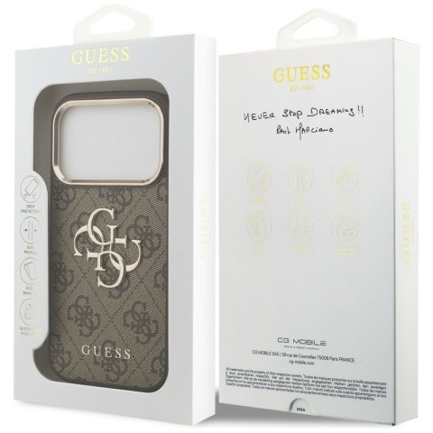 GUESS futerał do IPHONE 18 Pro Max / 17 Pro Max GUE005488 (PU W/ Big 4G Classic Logo) brązowy złoty