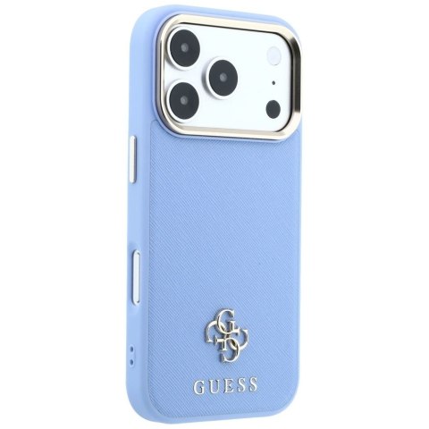 GUESS futerał do IPHONE 18 Pro Max/17 Pro Max kompatybilny z MagSafe (Saffiano Small 4G & Classic Logo) jasno niebieski