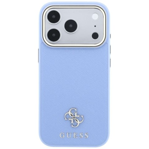 GUESS futerał do IPHONE 18 Pro Max/17 Pro Max kompatybilny z MagSafe (Saffiano Small 4G & Classic Logo) jasno niebieski
