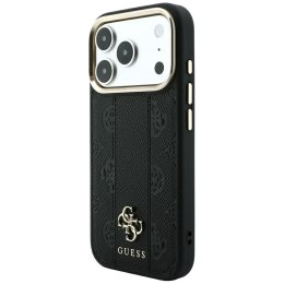GUESS futerał do IPHONE 18 Pro Max/17 Pro Max kompatybilny z MagSafe (Stripe Peony 4G Logo) czarny