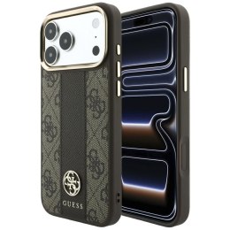 GUESS futerał do IPHONE 18 Pro Max/17 Pro Max kompatybilny z MagSafe (Stripe Round and Classic Logos 4G) brązowy