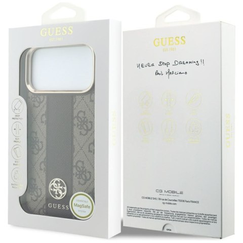 GUESS futerał do IPHONE 18 Pro Max/17 Pro Max kompatybilny z MagSafe (Stripe Round and Classic Logos 4G) brązowy