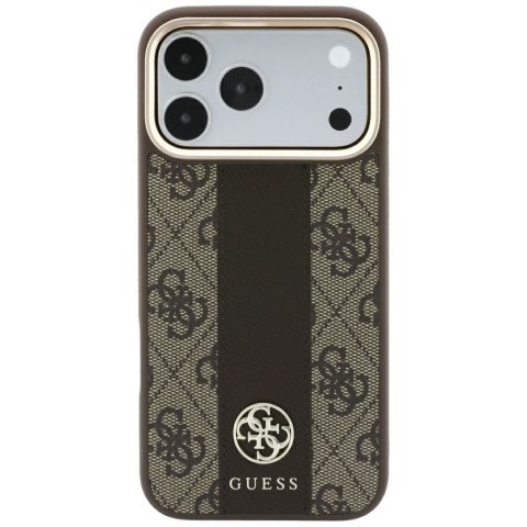 GUESS futerał do IPHONE 18 Pro Max/17 Pro Max kompatybilny z MagSafe (Stripe Round and Classic Logos 4G) brązowy