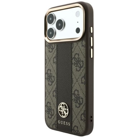 GUESS futerał do IPHONE 18 Pro Max/17 Pro Max kompatybilny z MagSafe (Stripe Round and Classic Logos 4G) brązowy