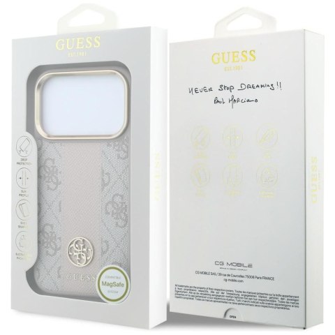 GUESS futerał do IPHONE 18 Pro Max/17 Pro Max kompatybilny z MagSafe (Stripe Round and Classic Logos 4G) różowy