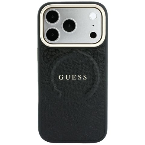GUESS futerał do IPHONE 18 Pro/17 Pro kompatybilny z MagSafe (Saffiano Peony Ring) czarny