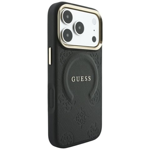 GUESS futerał do IPHONE 18 Pro/17 Pro kompatybilny z MagSafe (Saffiano Peony Ring) czarny