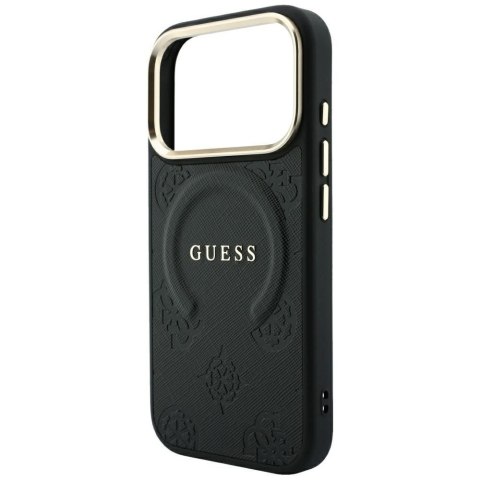 GUESS futerał do IPHONE 18 Pro/17 Pro kompatybilny z MagSafe (Saffiano Peony Ring) czarny