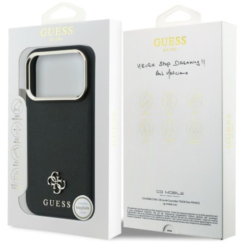 GUESS futerał do IPHONE 18 Pro/17 Pro kompatybilny z MagSafe (Saffiano Small 4G & Classic Logo) czarny