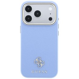 GUESS futerał do IPHONE 18 Pro/17 Pro kompatybilny z MagSafe (Saffiano Small 4G & Classic Logo) jasno niebieski