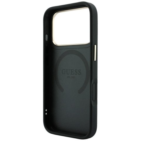 GUESS futerał do IPHONE 18 Pro/17 Pro kompatybilny z MagSafe (Stripe Peony 4G Logo) czarny