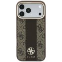 GUESS futerał do IPHONE 18 Pro/17 Pro kompatybilny z MagSafe (Stripe Round and Classic Logos 4G) brązowy