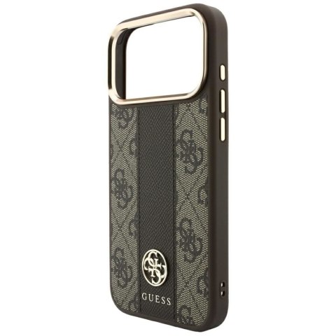 GUESS futerał do IPHONE 18 Pro/17 Pro kompatybilny z MagSafe (Stripe Round and Classic Logos 4G) brązowy