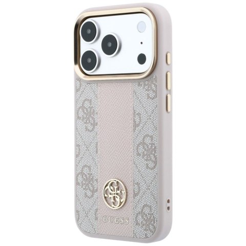 GUESS futerał do IPHONE 18 Pro/17 Pro kompatybilny z MagSafe (Stripe Round and Classic Logos 4G) różowy