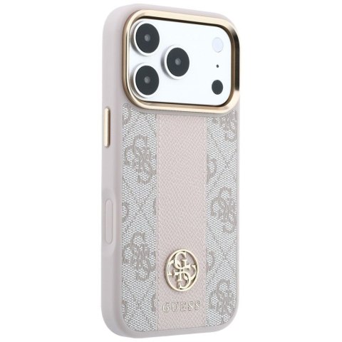 GUESS futerał do IPHONE 18 Pro/17 Pro kompatybilny z MagSafe (Stripe Round and Classic Logos 4G) różowy