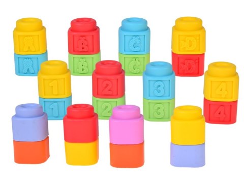 Gumowe klocki 3w1 - miękkie, sensoryczne, dźwiękowe, świetlne 32ele ZA6435
