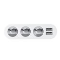 HOCO rozdzielacz samochodowy gniazda zapalniczki 3w1 z wyświetlaczem + 2 x USB A 2,1A Z13 srebrny