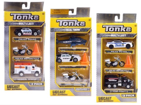 Hasbro TONKA Zestaw pojazdów POLICJA Różne metalowe autka + pachołki ZA3633