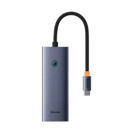 Hub Baseus UltraJoy Series 5w1 USB-C do 1x HDMI4K@30Hz+ 4 x USB-A 3.0 - szary