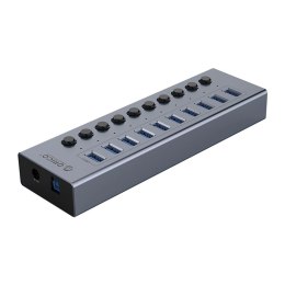 Hub Orico BT2U3-10AB 10x USB-A 3.0 z włącznikami - szary
